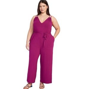 Old Navy Boysenberry Sleeveless Double-Strap Ankle-Length jumpsuit